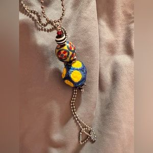 33”chain & one of a kind necklace bought at the art fair 3” Beads &papier-mâché